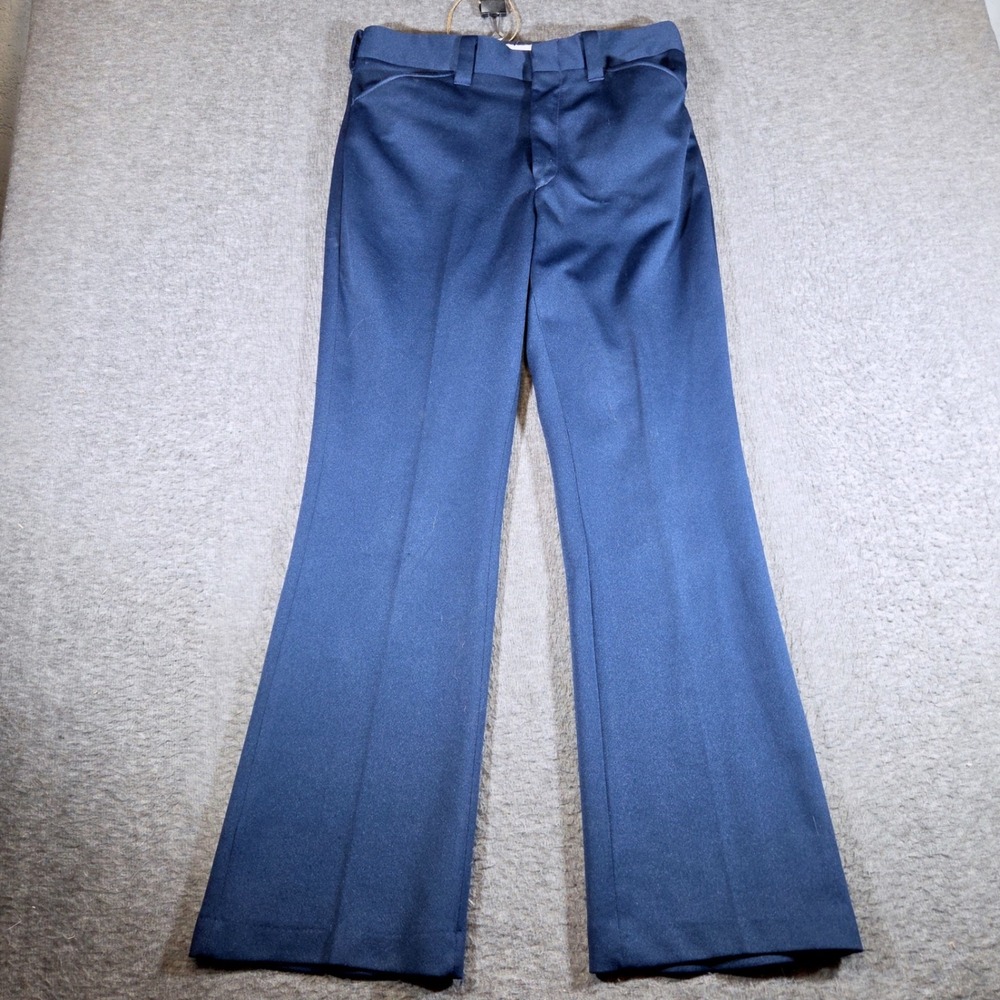 Vintage Wrangler Flare Leg Trousers Mens 34x32 tag 30x30 actual Blue Made in USA
